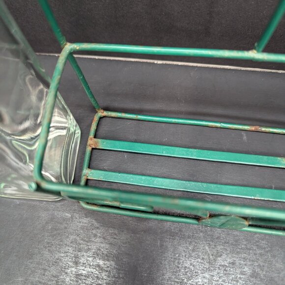 Four Piece Storage Set 13" Green Metal Rack and 3 Grapes Glass 10" Jars No Lids - Picture 6 of 9